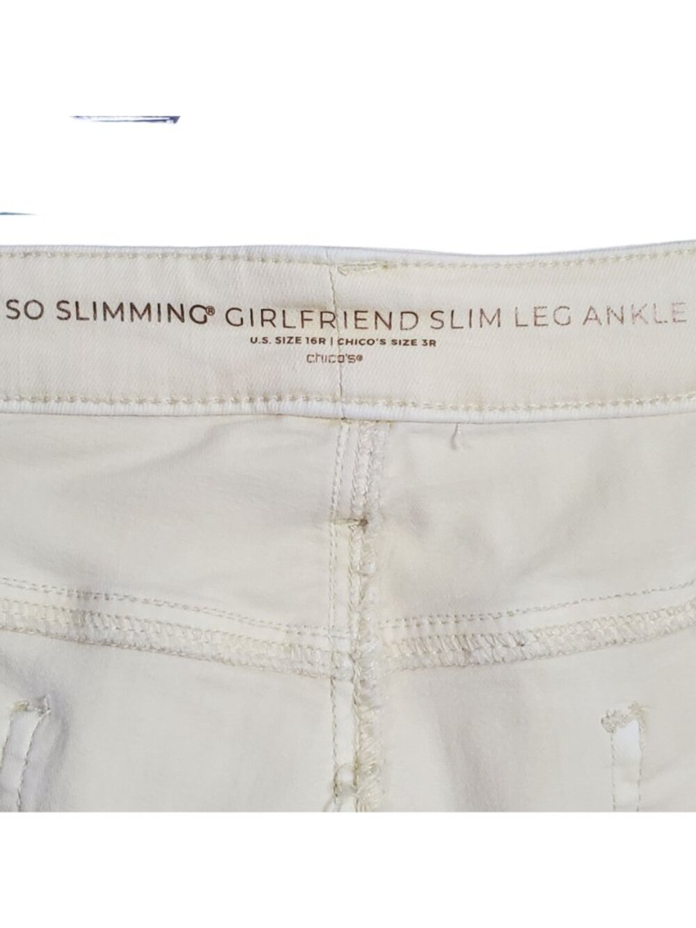 Chicos Size 16 Pants So Slimming Girlfriend Slim Leg Ankle Comfort Casual Yellow - Picture 3 of 9